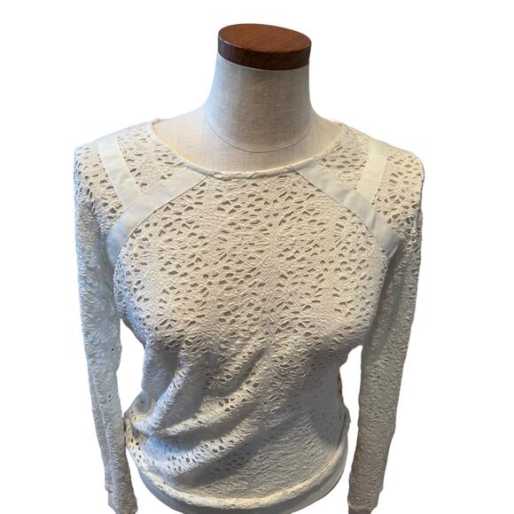 Storm & Marie Winter White Long Sleeve Lace Top S - Picture 2 of 6